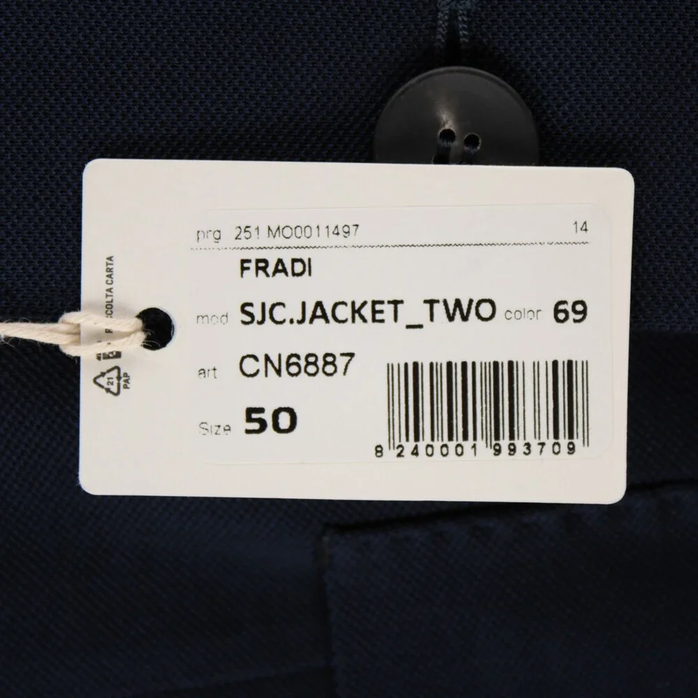 Fradi NWT Cotton Double Breasted Sport Coat Size 50R (40R US) In Solid Blue